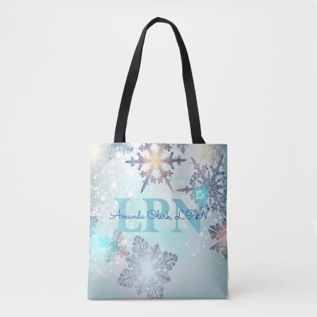Bolsa Tote LPN (Cute Ice Blue Snowflake) (Frente)