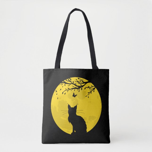 Bolsa Tote Lua Amarela de Gato Negro (Frente)