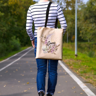 Bolsa Tote Lua Anêmona de Lavanda Mística de Boho Personaliza