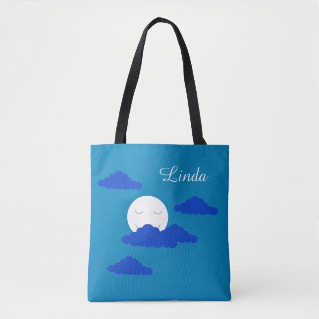 Bolsa Tote Lua ao Crepúsculo Cedo: Azul  (Frente)