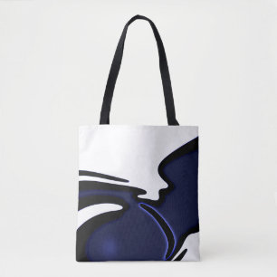 Bolsa Tote Lua azul: Abstrato azul, branco e preto