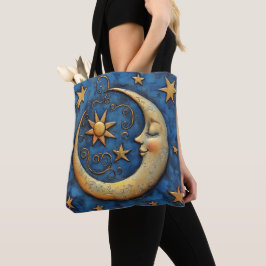 Bolsa Tote Lua Celestial e Estrelas