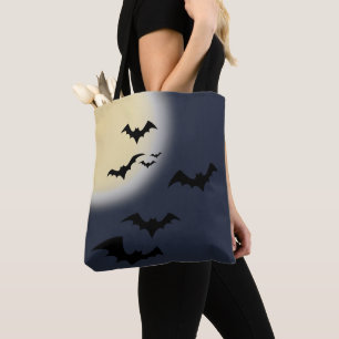 Bolsa Tote Lua Cheia De Halloween Com Morcegos