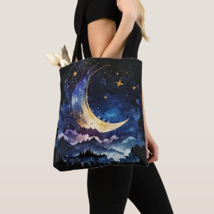 Bolsa Tote Lua e Nuvens do Curso Azul e Dourado