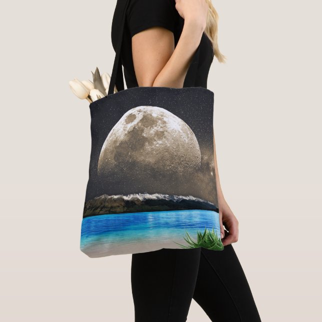 Bolsa Tote Lua E Praia (Close Up)