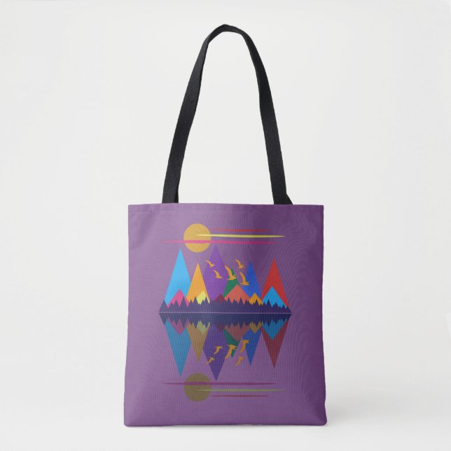 Bolsa Tote Lua Sobre As Montanhas #9 (Frente)