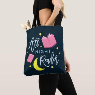 Bolsa Tote Lua Stars e Livros Rosa Todo Leitor da Noite
