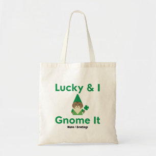 Bolsa Tote Lucky & I Gnome É Engraçado Sarcástico Gato Dia d