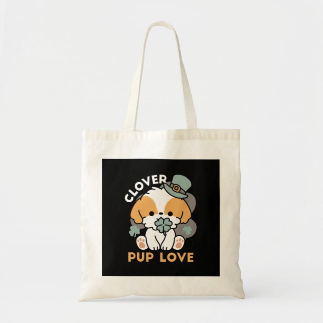 Bolsa Tote Lucky Pup com Clover - Rua. Presente no Dia de Pat (Frente)