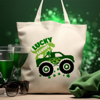 Bolsa Tote Lucky Saurus Rex Saint Patrick Dinosaur shamrock