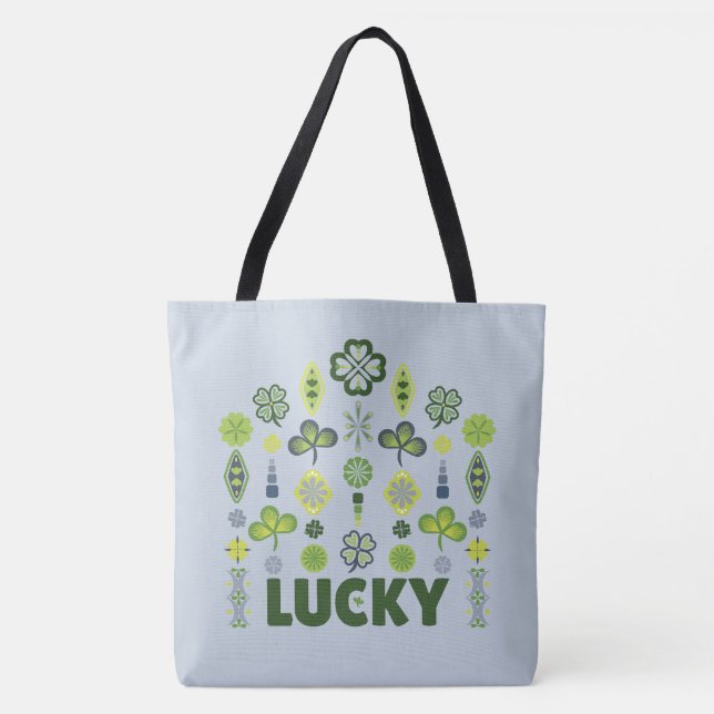 Bolsa Tote Lucky Shamrock Clover Minimamente Padrão Moderno A (Frente)