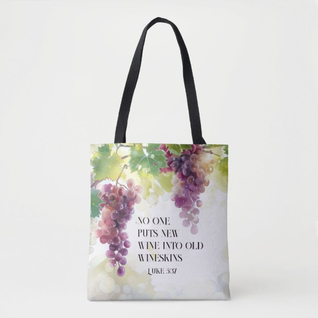 Bolsa Tote Luke 5:37 Novo Vinho na Bíblia Velho Wineskins Ver (Frente)