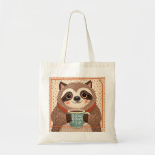 Bolsa Tote Luminosidade de cartoon branca com olhos sonolento