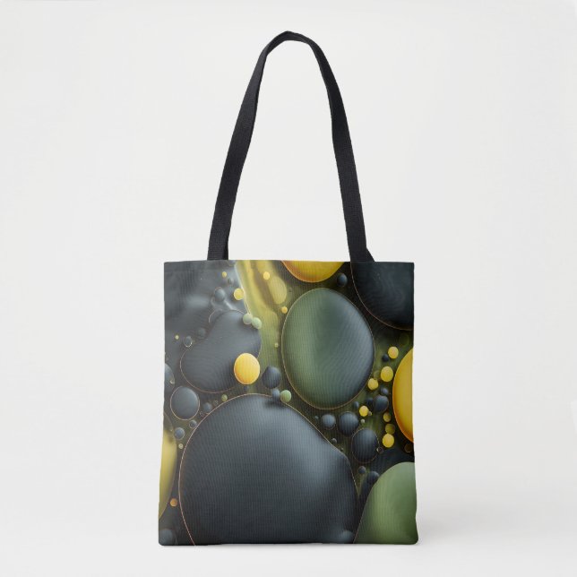Bolsa Tote Luminous Fluid Dynamics: Yellow and Green Abstract (Frente)