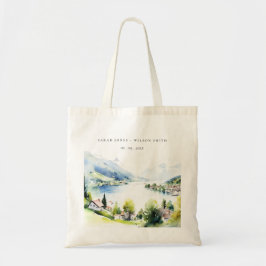 Bolsa Tote Lungern Switzerland Watercolor Landscape Wedding