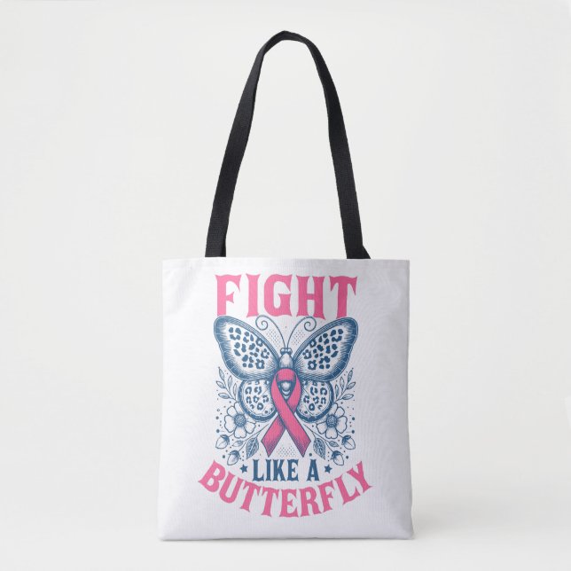Bolsa Tote Lutar Como Um Cancer De Borboleta Sensibilização (Frente)