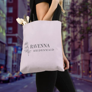 Bolsa Tote Luxo Arte de Linha Rosa Bege Personalizado Nome