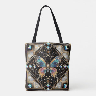 Bolsa Tote Luxo Borboleta Arco-íris Diamantes
