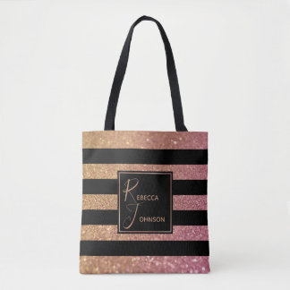 Bolsa Tote Luxo Dourado Link Glitter Striter Monograma Nome