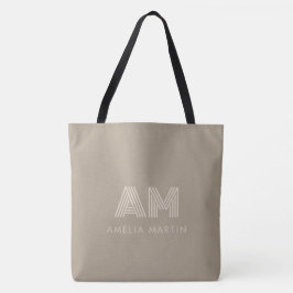 Bolsa Tote Luxo Minimalista Monograma Bege Quente