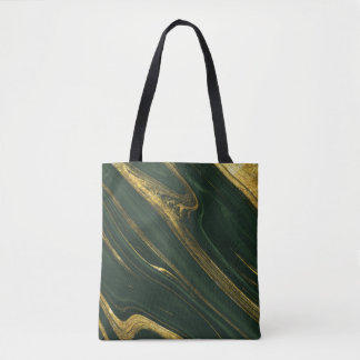 Bolsa Tote Luxuoso Onyx Verde: Ouro Marble.