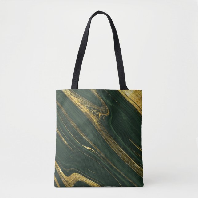 Bolsa Tote Luxuoso Onyx Verde: Ouro Marble. (Frente)