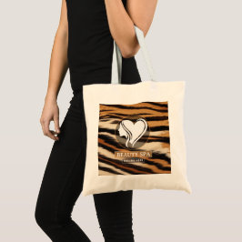 Bolsa Tote Luxury Beauty Spa Logo Elegant Tiger Print Salon