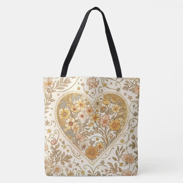 Bolsa Tote Luxury, , Beigi Gold ,Love Heart , Valentine's Day (Frente)