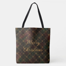 Bolsa Tote Luxury, Christmas Pattern, Gold Merry Christmas To