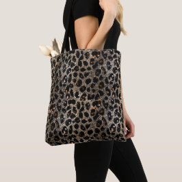 Bolsa Tote Luxury Glitter Brown Black Gold Leopard Pattern