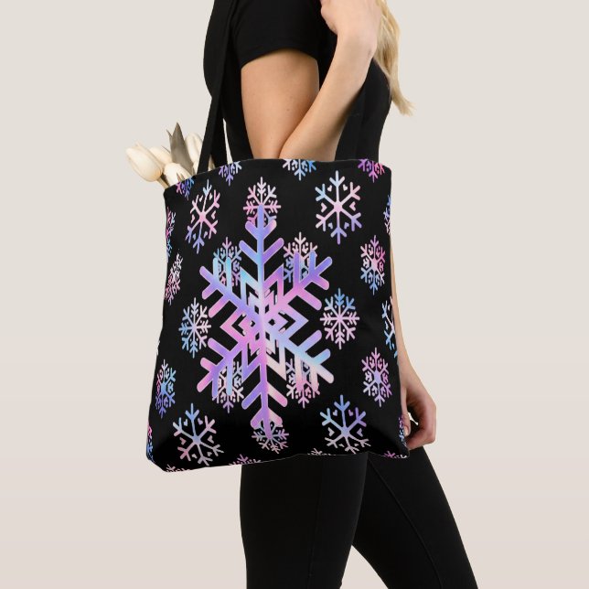 Bolsa Tote Luxury Holographic Snowflake Christmas Collection (Close Up)