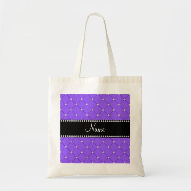 Bolsa Tote Luz conhecida personalizada - diamantes roxos (Frente)