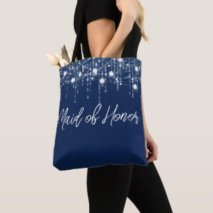 Bolsa Tote Luz de Pano Azul e Branco