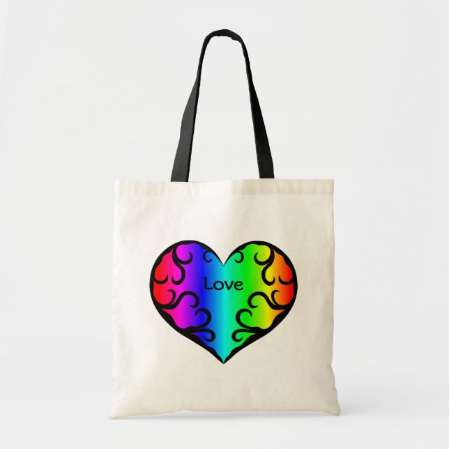 Bolsa Tote Luz do coração do arco-íris vitorioso bonito (Frente)