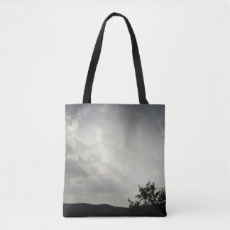 Bolsa Tote Luz do Sol Através das Nuvens Negra Branca Noite