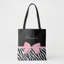 Bolsa Tote Luz feminino do impressão chique da zebra - fita