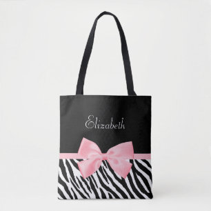 Bolsa Tote Luz feminino do impressão chique da zebra - fita