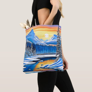 Bolsa Tote Luz Sunset da Montanha de inverno