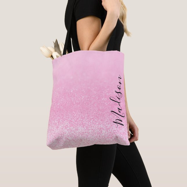 Bolsa Tote Luzes brilhantes cor-de-rosa personalizadas (Close Up)