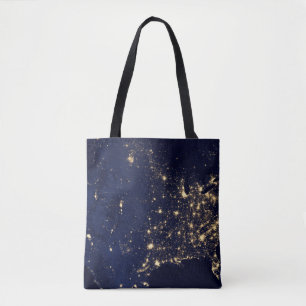 Bolsa Tote Luzes Da Cidade Dos Estados Unidos À Noite.