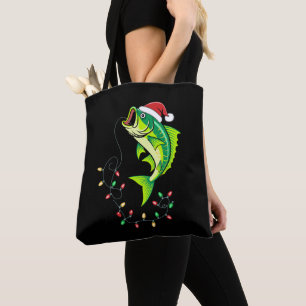 Bolsa Tote Luzes de Chapéu do Papai Noel de Peixe de Robalo d