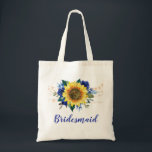 Bolsa Tote Luzes de Cordas Florais de Girassol Azul<br><div class="desc">Este saco de tote de damas de honra apresenta um girassol de cor d'água e rosa azul com luzes de cordas. Você pode personalizá-lo com um nome. Visite nossa loja para mais produtos com este design que você pode personalizar para suas necessidades.</div>