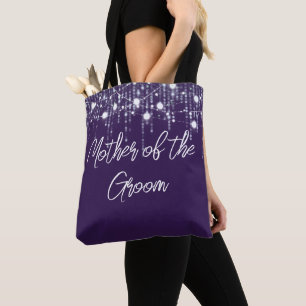 Bolsa Tote Luzes de enforcamento roxas e brancas Mãe do Groom