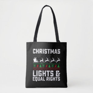 Bolsa Tote Luzes de Natal e Igualdade de Direitos Feminista