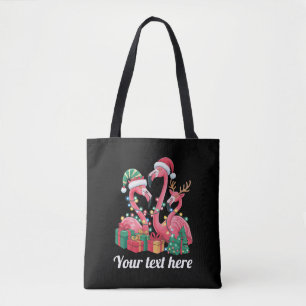Bolsa Tote Luzes de Natal Personalizadas de Palma de Flamingo