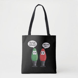 Bolsa Tote Luzes de Natal Piada Lâmpada Funcionando Desligada