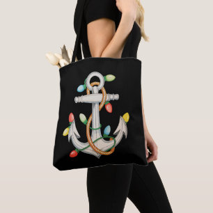 Bolsa Tote Luzes de Natal Xmas Barco de Cruzeiro Navegando Ân
