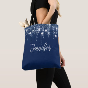 Bolsa Tote Luzes de suspensão azul e branca personalizadas