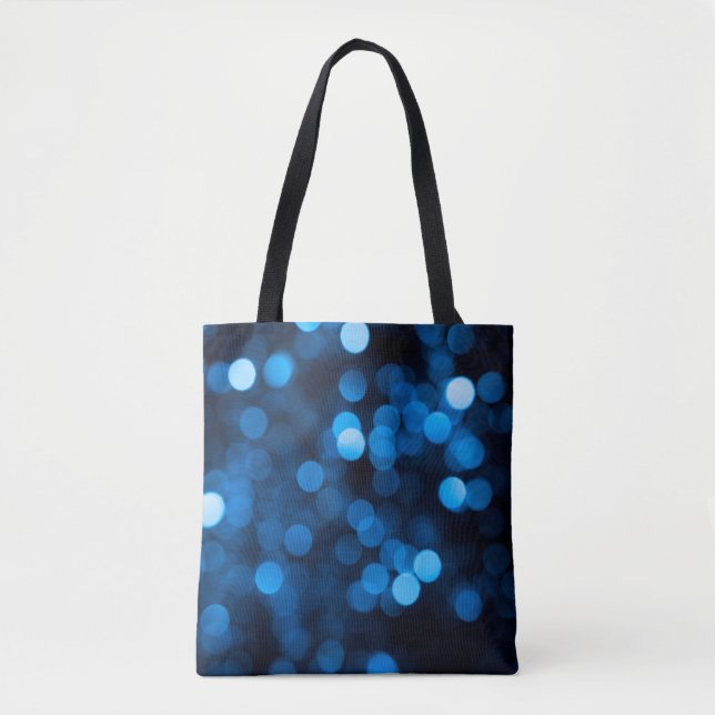 Bolsa Tote Luzes de textura azul-brilho (Frente)
