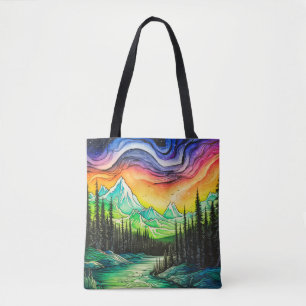 Bolsa Tote Luzes do Norte Coloridas